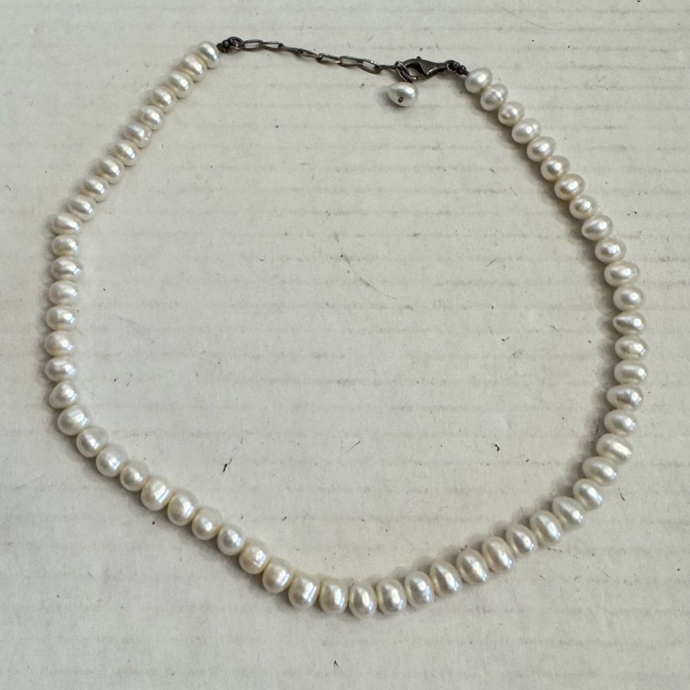 925 Sterling Silver Fresh Water Cultured Pearl Necklace 8 mm Elegant Timeless - Picture 14 of 16